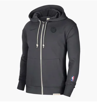 Мужское худи Nike Brooklyn Nets Standard Issue Full-Zip Hoodie Anthracite Grey фото 4