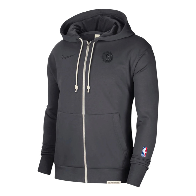 Мужское худи Nike Brooklyn Nets Standard Issue Full-Zip Hoodie Anthracite Grey фото