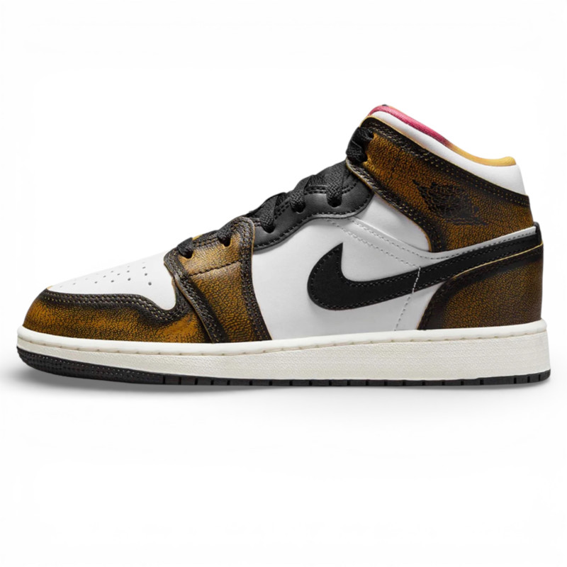 Кросівки Air Jordan 1 Mid SE Orange Wear Away (GS) фото