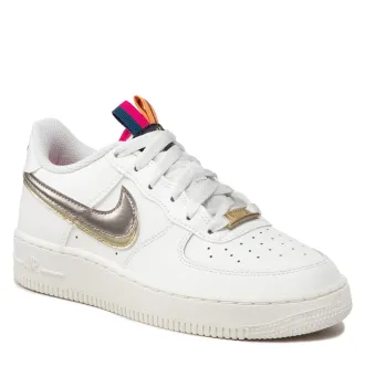 Кросівки Nike Air Force 1 LV8 Double Swoosh Silver Gold (GS) фото 3