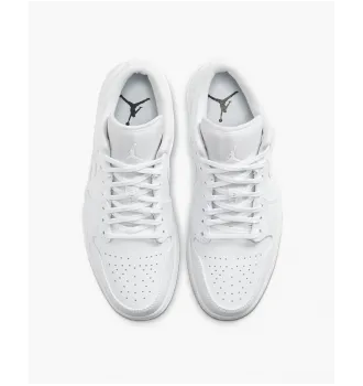 Мужские кроссовки Air Jordan 1 Low Triple White Tumbled Leather фото 5