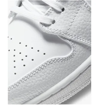 Мужские кроссовки Air Jordan 1 Low Triple White Tumbled Leather фото 3