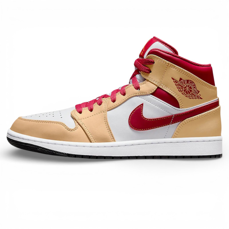 Кроссовки Air Jordan 1 Mid Light Cardinal Curry (GS) фото