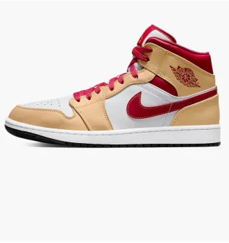 Кроссовки Air Jordan 1 Mid Light Cardinal Curry (GS) фото 6