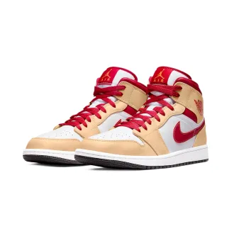 Кроссовки Air Jordan 1 Mid Light Cardinal Curry (GS) фото 3
