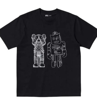 Футболка Uniqlo Kaws Warhol Black Kaws RoboCat (Uniqlo KAWS + Warhol UT Graphic T-Shirt