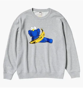Толстовка KAWS x Uniqlo Warhol Graphic Sweatshirt (Grey Banana Kaws) фото 8