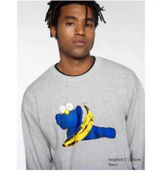 Толстовка KAWS x Uniqlo Warhol Graphic Sweatshirt (Grey Banana Kaws) фото 5