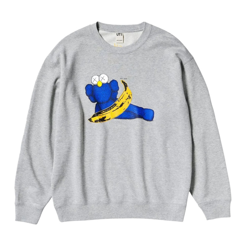 Толстовка KAWS x Uniqlo Warhol Graphic Sweatshirt (Grey Banana Kaws) фото