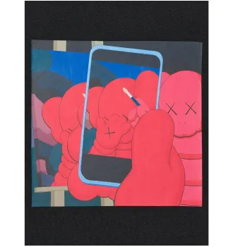 Толстовка свитшот KAWS x Uniqlo Warhol Graphic Sweatshirt (Black Phone Red Kaws) фото 5