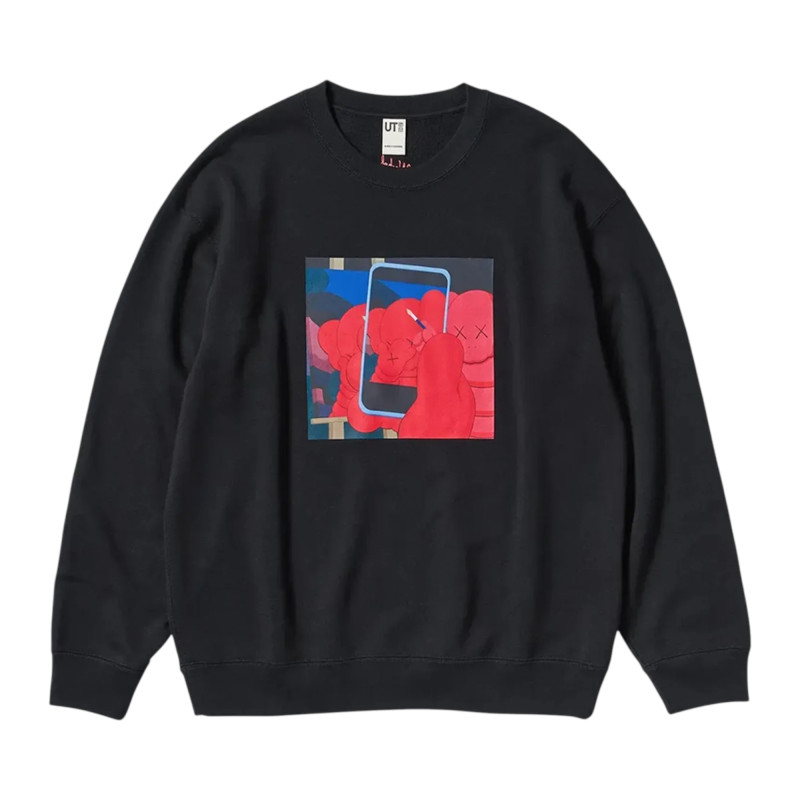 Толстовка свитшот KAWS x Uniqlo Warhol Graphic Sweatshirt (Black Phone Red Kaws)