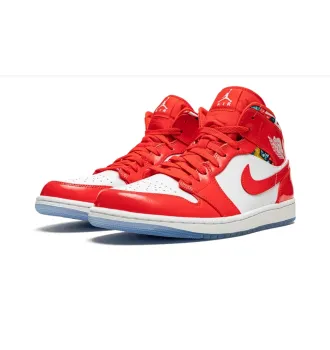 Кроссовки Jordan 1 Mid Barcelona Sweater Red Patent (GS) фото 2