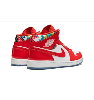 Кроссовки Jordan 1 Mid Barcelona Sweater Red Patent (GS) фото 3