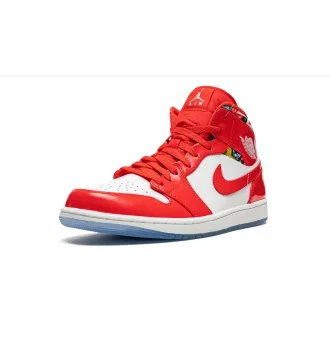 Кроссовки Jordan 1 Mid Barcelona Sweater Red Patent (GS) фото 5
