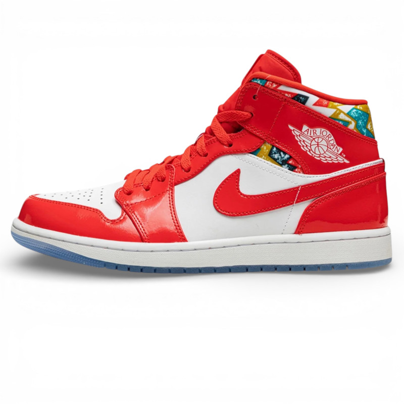 Кроссовки Jordan 1 Mid Barcelona Sweater Red Patent (GS) фото