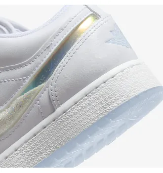 Кросівки Air Jordan 1 Low White Ice Blue Glitter Swoosh White фото 2