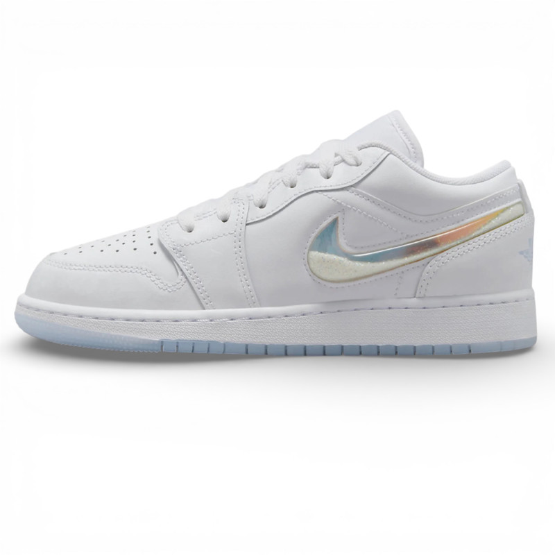 Кросівки Air Jordan 1 Low White Ice Blue Glitter Swoosh White фото