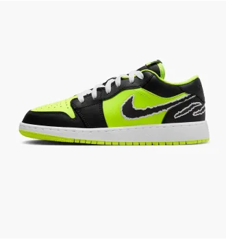Кроссовки Air Jordan 1 Low SE Black Cat Volt фото 5
